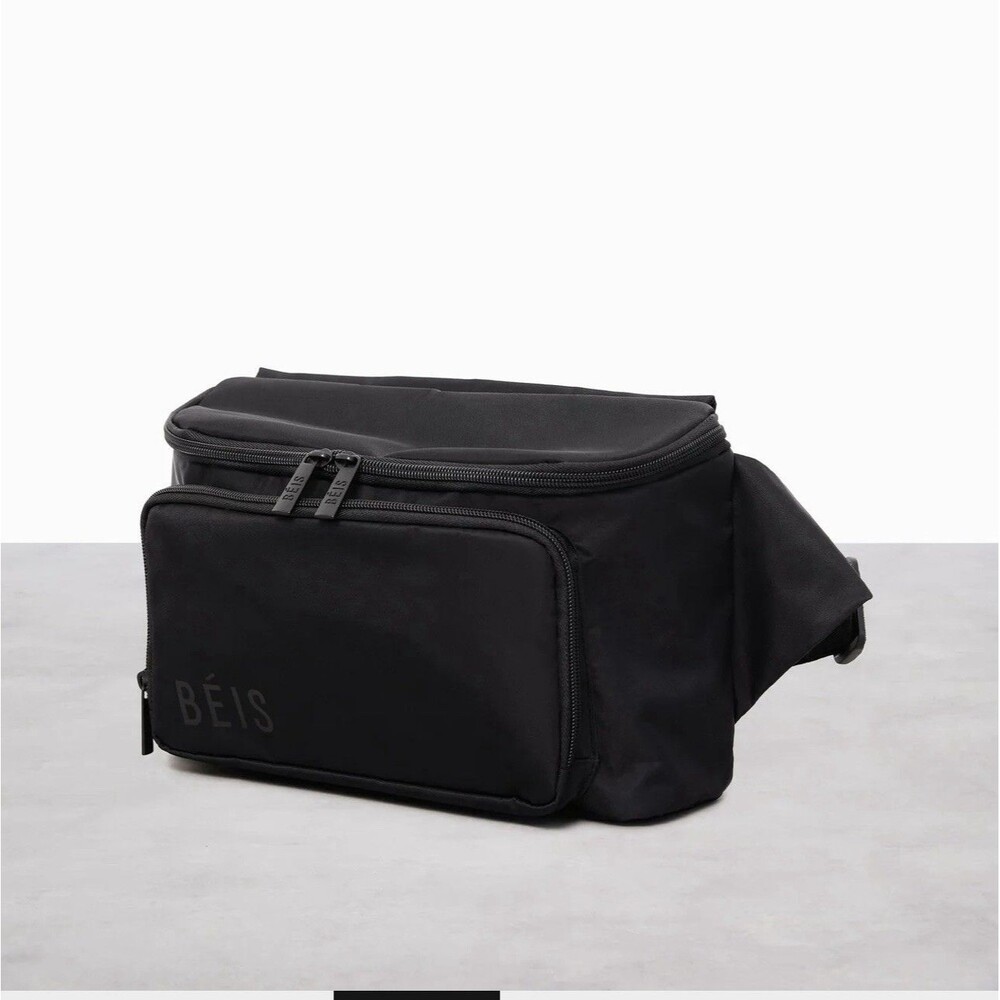 BEIS The Diaper Fanny Pack Black Nylon Crossbody Waist Bag with Wipes Pocket